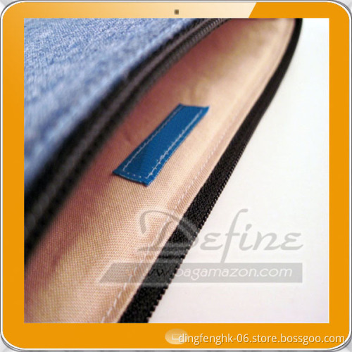 Medium Blue Denim Zipper Pencil Pouch for College